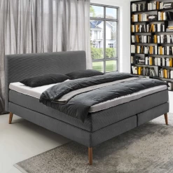 Boxspring Sirocco 180x200cm Ribfluweel - Donkergrijs