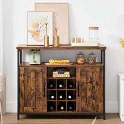 Rustiek Industrieel Dressoir En Buffettafel - Bruin En Zwart Opbergmeubel'
