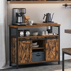 Rustiek Ind. Eetkamer Dressoir Met Schuurdeuren En Schuifpanelen