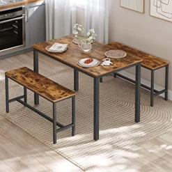 Rustiek 3delig Eetstel Met Tafel En Banken Stalen Frame Industrieel Ontwerp -Songmics Winkel Ontwerp zonder titel 2023 06 06T142435.568 740e