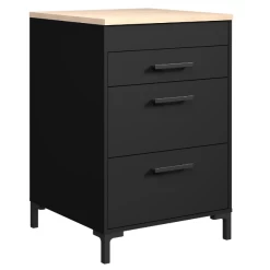 Keukenonderkast Cobalt 60cm Met Drie Lades - Zwart/eik