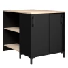 Keukeneiland Cobalt 110x80x90cm Met Opbergruimte - Zwart/eik