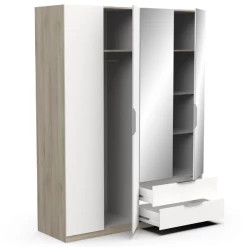 Kledingkast Spectre 157cm Met Spiegel - Mat Wit/eik -Songmics Winkel Ontwerp zonder titel 2023 06 09T104643.270 5e13