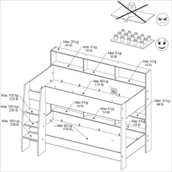 Stapelbed Shelby 90x200cm Met Opbergruimte - Wit/eik -Songmics Winkel Ontwerp zonder titel 2023 06 20T113603.243 fe17