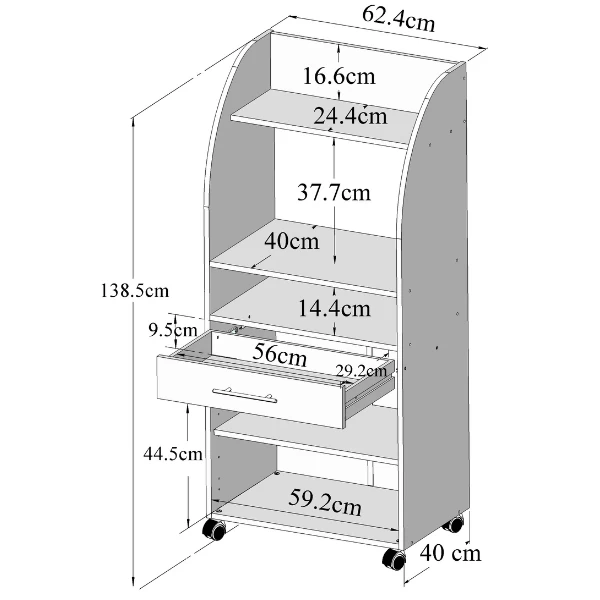 Bijzetkastje Jeanine Voor Microgolfoven - Wit/celadon Grijs 4 Bijzetkastje Jeanine Voor Microgolfoven - Wit/celadon Grijs - Afbeelding 2