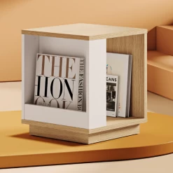 Bijzettafeltje Ellana 40 X 40 Cm 2 Open Vakken-lichte Eik/wit