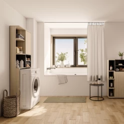 Wasmachinekast Kuba 4 Legplanken, 1 Draaideur-lichte Eik/zwart -Songmics Winkel Ontwerp zonder titel 2023 06 28T160743.284 1 8f89