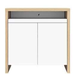 Sidetable Olivette 2 Draaideuren, 1 Legplank, 1 Uitschuifbare Plank, 1 Open Vak-wit/lichte Eik 23 Sidetable Olivette 2 Draaideuren, 1 Legplank, 1 Uitschuifbare Plank, 1 Open Vak-wit/lichte Eik -Songmics Winkel Ontwerp zonder titel 2023 06 29T104715.679 4253