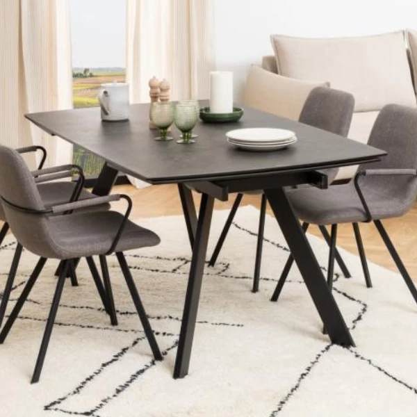 Verlengbare Eettafel Fairbanks 160<240cm Keramisch - Zwart 10 Verlengbare Eettafel Fairbanks 160<240cm Keramisch - Zwart - Afbeelding 8