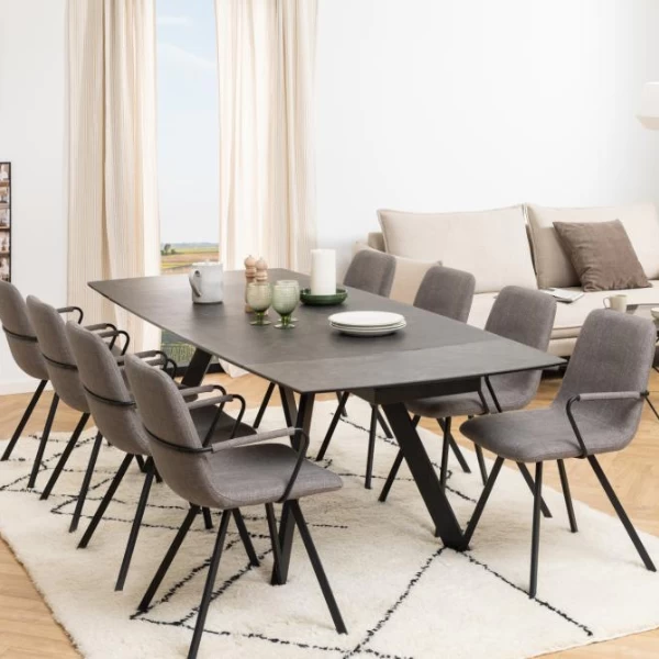 Verlengbare Eettafel Fairbanks 160<240cm Keramisch - Zwart 5 Verlengbare Eettafel Fairbanks 160<240cm Keramisch - Zwart - Afbeelding 3