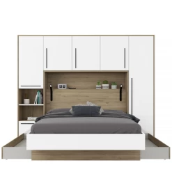 Hoofdbord + Bed Moloko 140 X190 Cm-hoogglans Wit En Eik -Songmics Winkel Ontwerp zonder titel 2023 07 04T092541.721 1 ac08