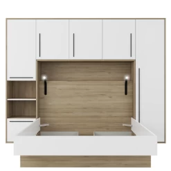 Hoofdbord + Bed Moloko 140 X190 Cm-hoogglans Wit En Eik -Songmics Winkel Ontwerp zonder titel 2023 07 04T092804.701 1 0d5d