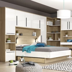 Hoofdbord + Bed Moloko 160 X 200 Cm-hoogglans Wit En Eik -Songmics Winkel Ontwerp zonder titel 2023 07 04T102049.342 53e6