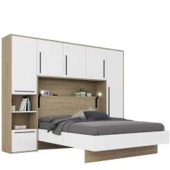 Hoofdbord + Bed Moloko 160 X 200 Cm-hoogglans Wit En Eik -Songmics Winkel Ontwerp zonder titel 2023 07 04T102343.529 6395