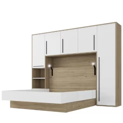 Hoofdbord + Bed Moloko 160 X 200 Cm-hoogglans Wit En Eik -Songmics Winkel Ontwerp zonder titel 2023 07 04T102503.782 c81c