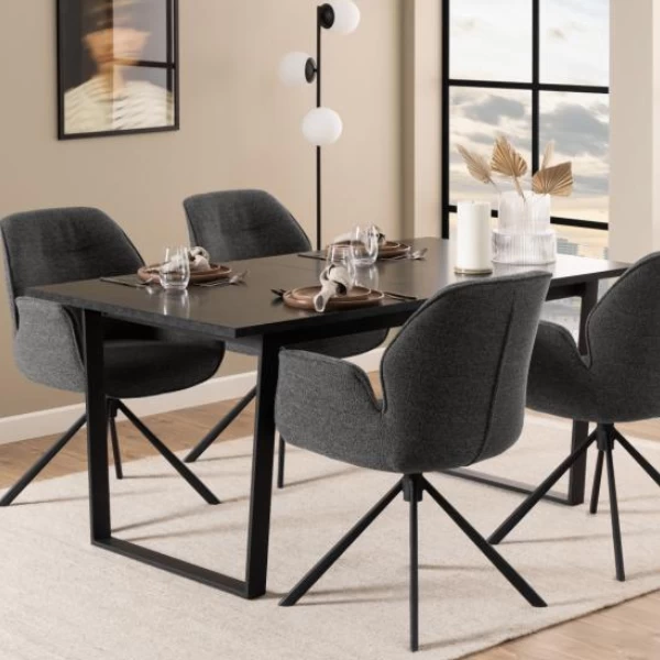 Verlengbare Eettafel Amanda 160<220x90 - Marmer/zwart 3 Verlengbare Eettafel Amanda 160<220x90 - Marmer/zwart