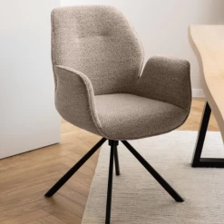 Eetkamerstoel Jarno Met Armleuning - Beige/zwart