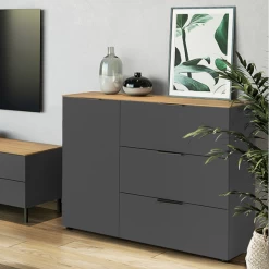 Wandkast Calista 109cm 1 Deur & 3 Lades - Antraciet/eik -Songmics Winkel Ontwerp zonder titel 2023 08 01T144932.295 836b