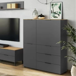 Buffetkast Calista 109cm 2 Deuren & 3 Lades - Antraciet/eik -Songmics Winkel Ontwerp zonder titel 2023 08 01T153601.419 643c