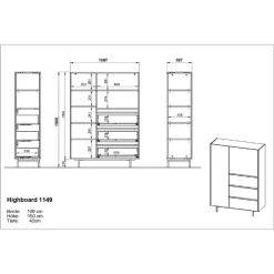 Buffetkast Grillo Met Twee Deuren En Drie Lades - Eikdecor -Songmics Winkel Ontwerp zonder titel 2023 08 03T163559.501 7597