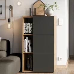 Dossierkast Oliveira 62x111cm Met Vier Legplanken - Eikdecor/antraciet -Songmics Winkel Ontwerp zonder titel 2023 08 17T162051.723 e4a5