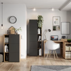 Dossierkast Oliveira 62x182cm Met Vier Legplanken - Eikdecor/antraciet -Songmics Winkel Ontwerp zonder titel 2023 08 17T162706.493 5ad1