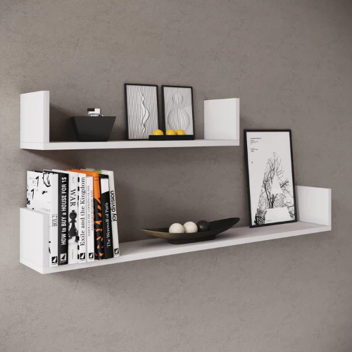 Set Van 2 Wandplanken 60x14.5 Cm En 100x14.5 Cm Britta-wit 6 Set Van 2 Wandplanken 60x14.5 Cm En 100x14.5 Cm Britta-wit - Afbeelding 4