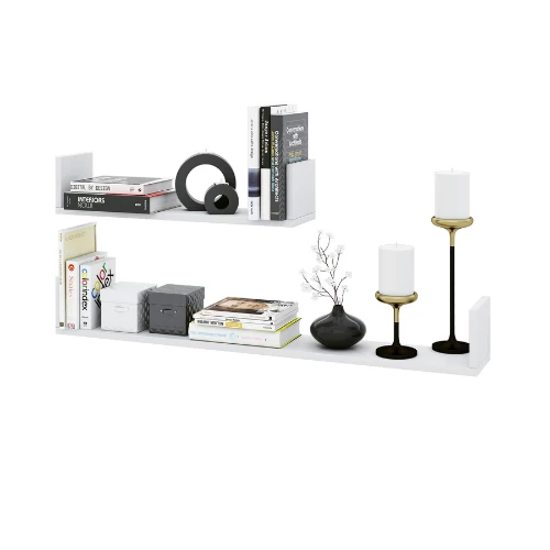 Set Van 2 Wandplanken 60x14.5 Cm En 100x14.5 Cm Britta-wit 5 Set Van 2 Wandplanken 60x14.5 Cm En 100x14.5 Cm Britta-wit - Afbeelding 3