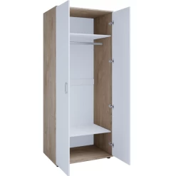 Kleerkast Halula 2 Deuren 1 Kledingroede En 2 Legplanken-wit/eik -Songmics Winkel Ontwerp zonder titel 2023 08 31T085042.748 7964