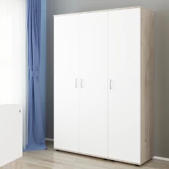 Kleerkast Halula 3 Deuren 1 Kledingroede En 6 Legplanken-wit/eik -Songmics Winkel Ontwerp zonder titel 2023 08 31T085710.169 1 b889