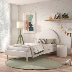 Gestoffeerd Bed Maeva 90x200cm Met Nachttafeltje - Witte Bouclé Stof -Songmics Winkel Ontwerp zonder titel 2023 09 14T163146.007 b0eb