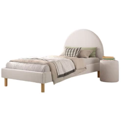 Gestoffeerd Bed Maeva 90x200cm Met Nachttafeltje - Witte Bouclé Stof -Songmics Winkel Ontwerp zonder titel 2023 09 14T163326.329 ade9