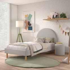 Gestoffeerd Bed Maeva 90x200cm Met Nachttafeltje - Grijze Bouclé Stof -Songmics Winkel Ontwerp zonder titel 2023 09 14T164020.486 3e46