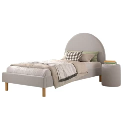 Gestoffeerd Bed Maeva 90x200cm Met Nachttafeltje - Grijze Bouclé Stof -Songmics Winkel Ontwerp zonder titel 2023 09 14T164658.277 b2eb