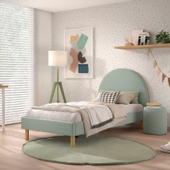 Gestoffeerd Bed Maeva 90x200cm Met Nachttafeltje - Groene Bouclé Stof -Songmics Winkel Ontwerp zonder titel 2023 09 14T165410.748 9706