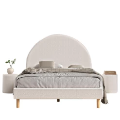 Gestoffeerd Bed Maeva 140x200cm Met Twee Nachttafeltjes - Witte Bouclé Stof -Songmics Winkel Ontwerp zonder titel 2023 09 15T085418.076 0631