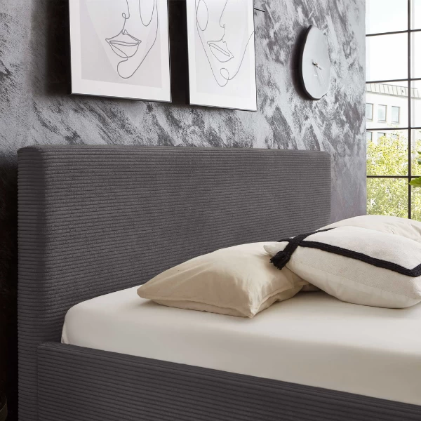 Tweepersoonsbed Velma 180x200cm Ribfluweel - Donkergrijs 5 Tweepersoonsbed Velma 180x200cm Ribfluweel - Donkergrijs - Afbeelding 3