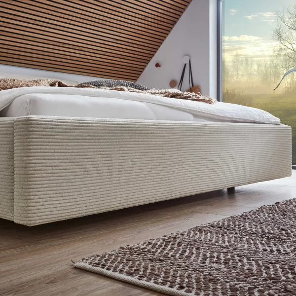 Tweepersoonsbed Kubrik 180x200cm Met Opbergruimte Ribfluweel - Beige 4 Tweepersoonsbed Kubrik 180x200cm Met Opbergruimte Ribfluweel - Beige - Afbeelding 2