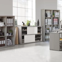 Dossierkast Prato 140cm Met Twee Schuifdeuren - Beton / Hoogglans Wit -Songmics Winkel Ontwerp zonder titel 2023 10 04T131145.367 33f9