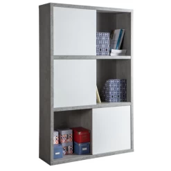 Boekenkast Prato 120cm Met Drie Schuifdeuren - Beton / Hoogglans Wit -Songmics Winkel Ontwerp zonder titel 2023 10 04T135057.426 3b8e