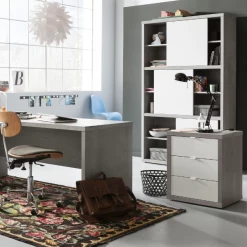 Boekenkast Prato 120cm Met Drie Schuifdeuren - Beton / Hoogglans Wit -Songmics Winkel Ontwerp zonder titel 2023 10 04T135202.774 ff2e