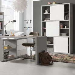 Boekenkast Prato 120cm Met Drie Schuifdeuren - Beton / Hoogglans Wit -Songmics Winkel Ontwerp zonder titel 2023 10 04T135248.715 5e50