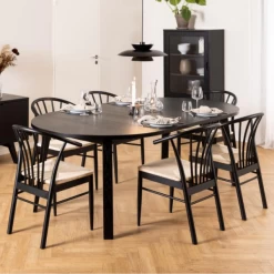 Verlengbare Eettafel Sieg, Ø120/220x75 Cm - Zwart