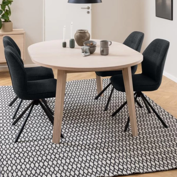 Verlengbare Eettafel Sieg, Ø120/220x75cm - Eik 3 Verlengbare Eettafel Sieg, Ø120/220x75cm - Eik