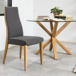 Eetkamerstoel Banquo Linate Grijs Stof, Geolied Eiken Onderstel -Songmics Winkel Ontwerp zonder titel 2023 10 11T133813.405 13ce