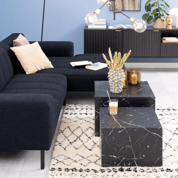 Salontafel Set Dice (2 Stuks, 58x58x40 Cm) - Zwart Marmer 10 Salontafel Set Dice (2 Stuks, 58x58x40 Cm) - Zwart Marmer - Afbeelding 8