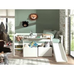 Halfhoogslaper Pip 90x200 Cm Met Glijbaan,2 Lades En 1 Hangplank-wit -Songmics Winkel Ontwerp zonder titel 2023 10 18T133425.819 31c8