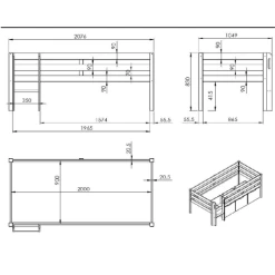 Halfhoogslaper Pip 90x200 Cm Met 3 Lades En 1 Hangplank-wit -Songmics Winkel Ontwerp zonder titel 2023 10 18T134950.941 1750