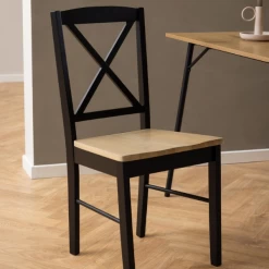 Eetkamerstoel Elvira - Zwart Rubberhout