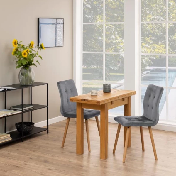 Gestoffeerde Eetkamerstoel Frida - Donkergrijs/eik 13 Gestoffeerde Eetkamerstoel Frida - Donkergrijs/eik - Afbeelding 11